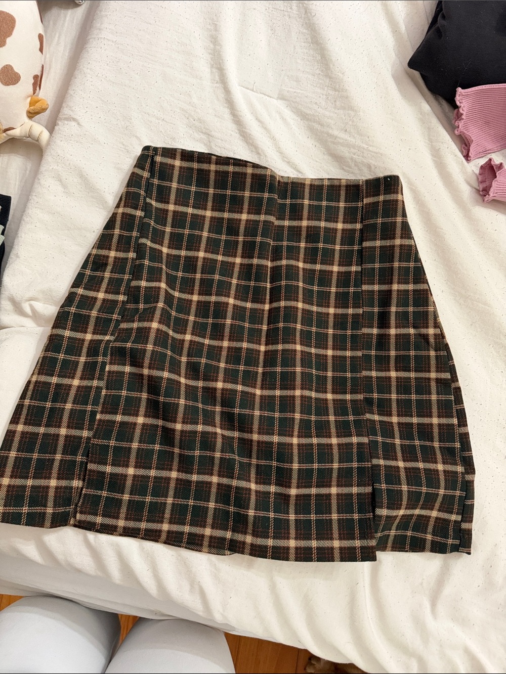 Brandy Melville plaid brown high waist skirt
